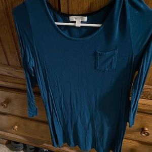 Teal Long Sleeve Top with Pocket
